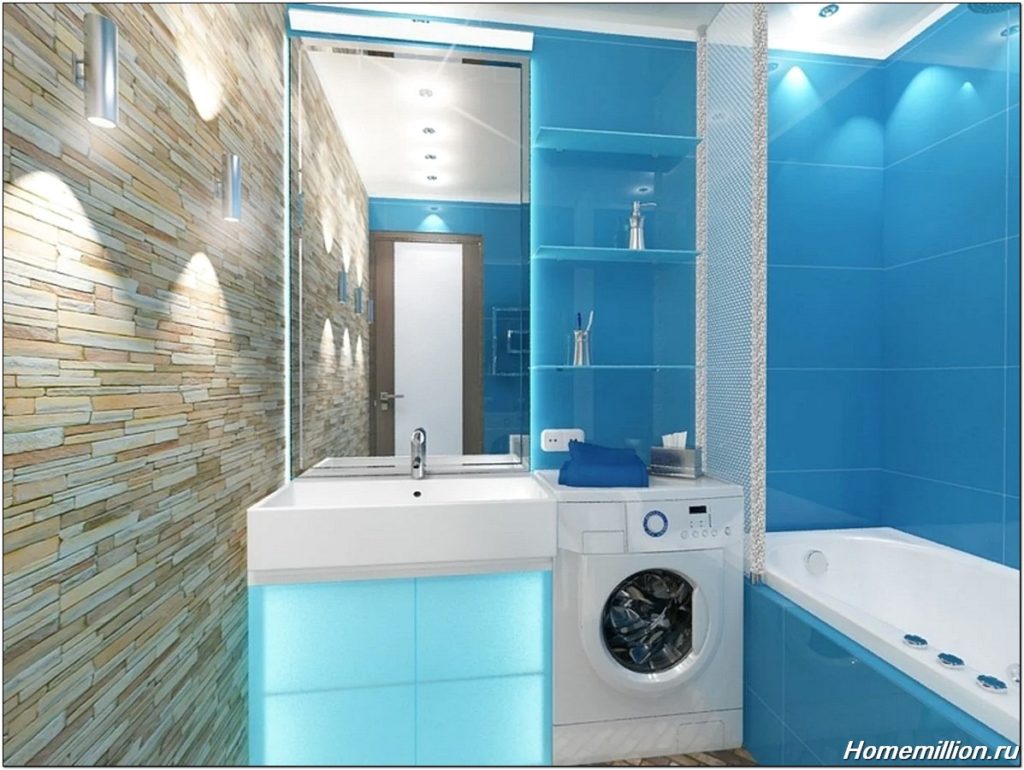 vanna3 kv m golub 1024x770 - Ремонт ванной 3 кв метра